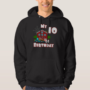 Landtiere Schweinefleisch Traktor 10. Geburtstag 1 Hoodie