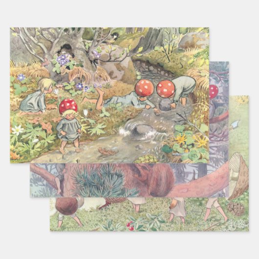 Landtiere und Kinder Elsa Beskow Geschenkpapier Set (Set)