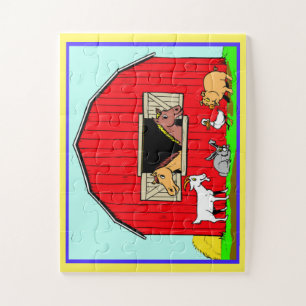 Landtiere und Stall, Kinderpuzzle 30 Stück Puzzle