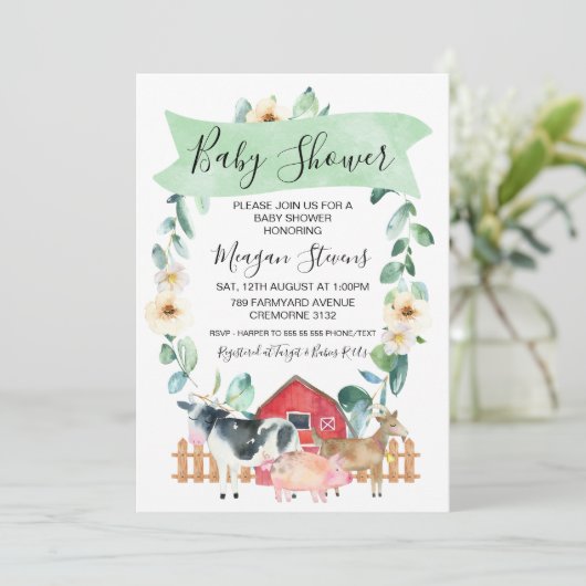 Landtiere und Toilettenspülung Einladung (Stehend Vorderseite)