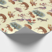 Landtiere und Vögel mit blassgelbem Hintergrund Geschenkpapier (Ecke)