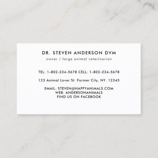 Landtiere Veterinärmedizinischer Bauer Schweinehäh Visitenkarte (Rückseite)
