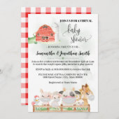 Landtiere Virtual Baby Dusche soziale Entfernung Einladung (Vorne/Hinten)