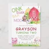 Landtiere Wasserfarbe Geburtstag Einladung (Vorderseite)