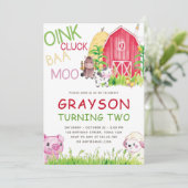 Landtiere Wasserfarbe Geburtstag Einladung (Stehend Vorderseite)