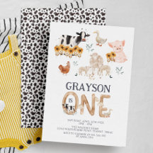 Landtiere Wasserfarbe Moderne 1. Geburtstag