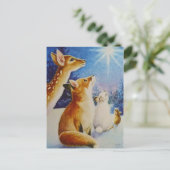 Landtiere Weihnachten Sterne Wasserfarben Kunst Postkarte (Stehend Vorderseite)