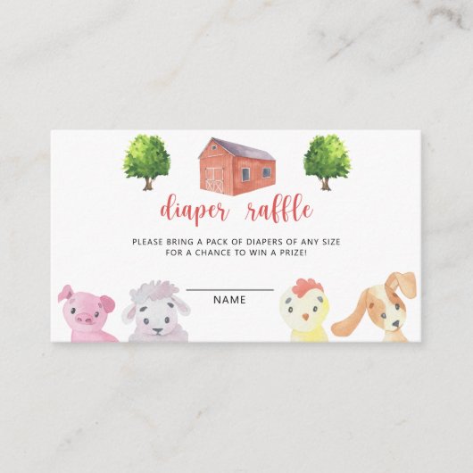 Landtiere - Windeln für Tombola-Babydusche Begleitkarte (Vorderseite)