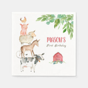 Landtiere Zoo Boy Birthday Barnyard Serviette
