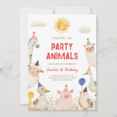 Landtiere zum Geburtstag Einladung (Vorderseite)