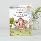 Landtiere zum Geburtstag Einladung (Stehend Vorderseite)
