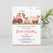 Landtiere zum Geburtstag Einladung (Stehend Vorderseite)
