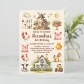 Landtiere zum Geburtstag Einladung (Stehend Vorderseite)