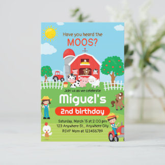 Landtiere zum Geburtstag Einladung, Barnyard-Party Einladung