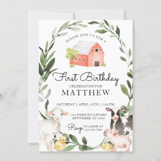 Landtiere zum Geburtstag Einladung für einen Junge