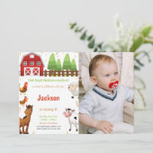 Landtiere zum Geburtstag Einladungen mit Foto (Stehend Vorderseite)