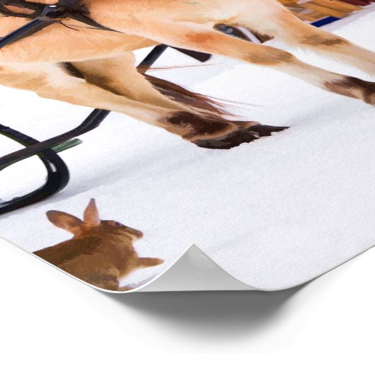 Landtiergespräch, Pferd und Kaninchen Poster (Ecke)