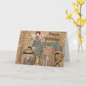 Landtonwaren und Flickenpuppe - Geburtstag Karte (Gelbe Blume)