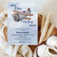 Landung bald Blue Boy Airplane Baby Dusche