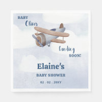 Landung bald Blue Boy Airplane Baby Dusche