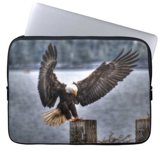Landung Bald Eagle Wildlife Foto Art Laptopschutzhülle (Vorderseite)