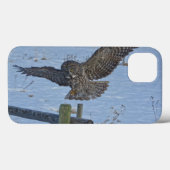 Landung des großen grauen Owl and Fence Wildlife F Case-Mate iPhone Hülle (Rückseite (Horizontal))