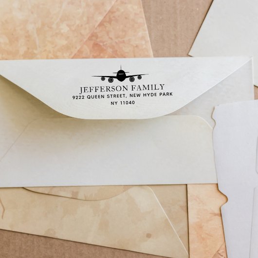 Landung Flugzeug Elegant Reisende Rücksendeadresse Permastempel