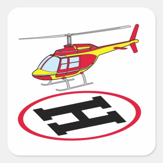 Landungshubschrauber Quadratischer Aufkleber (Vorderseite)
