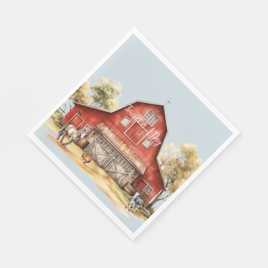 Landverheiratung von Landtieren in landwirtschaftl Serviette (Ecke)