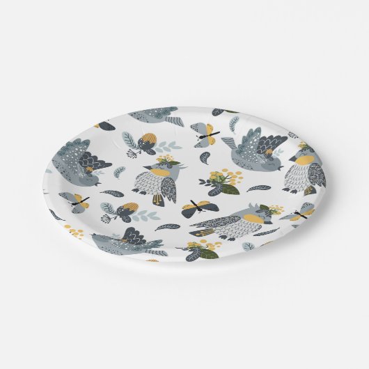 Landvögel Pappteller (Schrägansicht)