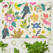 Landvögel und Blüten Farbiges Handtuch (Gefaltet)