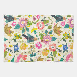 Landvögel und Blüten Farbiges Handtuch