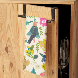 Landvögel und Blüten Farbiges Handtuch