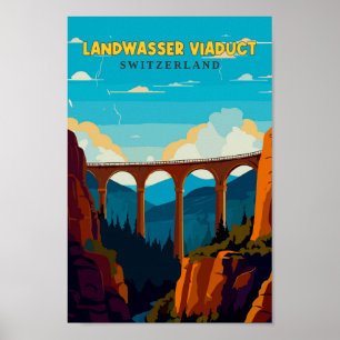 Landwasser Viadukt Schweiz Reisen Vintag Poster