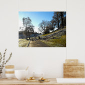 Landweg in einer frostigen Landschaft Poster (Küche)