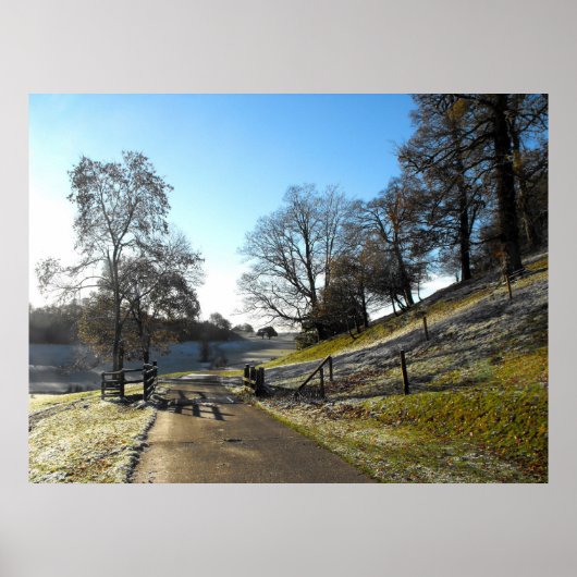 Landweg in einer frostigen Landschaft Poster (Vorne)