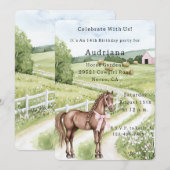 Landweg Pferd Geburtstag Einladung (Vorne/Hinten)