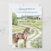 Landweg Pferd Geburtstag Einladung (Vorderseite)