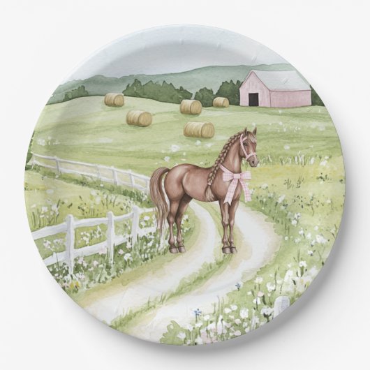 Landweg Pferd Geburtstag Pappteller (Vorderseite)