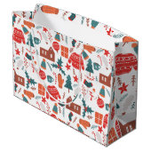 Landweihnachten mit Socken, Pullovern und Handschu Große Geschenktüte (Rückseite Schrägansicht)