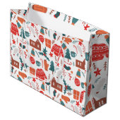Landweihnachten mit Socken, Pullovern und Handschu Große Geschenktüte (Vorderseite Schrägansicht)
