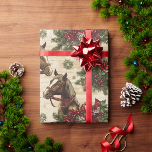 Landweihnachten Pferde Geschenkpapier