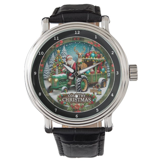 Landweihnachtsmann auf Traktor  Armbanduhr (Vorderseite)