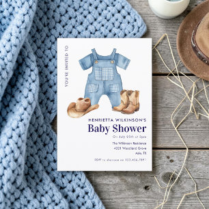 Landwestern-Baby-Party Overalls Stiefel Hut Einladung