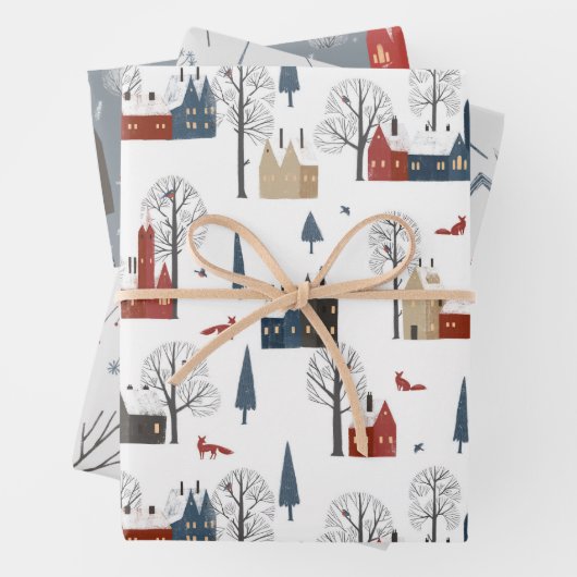 Landwinterszenen, antike Zuhause, Botanicals Geschenkpapier Set (Beispiel)