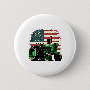 Landwirtschaft Bauernhof Traktor USA-Flagge Trakto Button