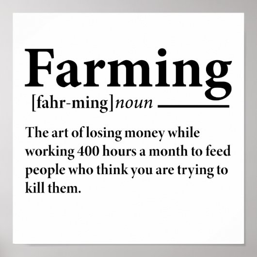 Landwirtschaft Definition Witziger Bauer Poster (Vorne)