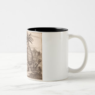 Landwirtschaft der großen Ananas, Illustration vo Zweifarbige Tasse