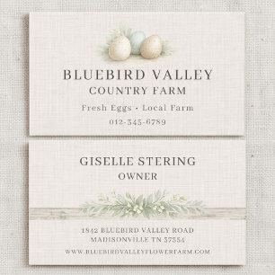 Landwirtschaft Eier Shabby Chic Leinen Visitenkarte