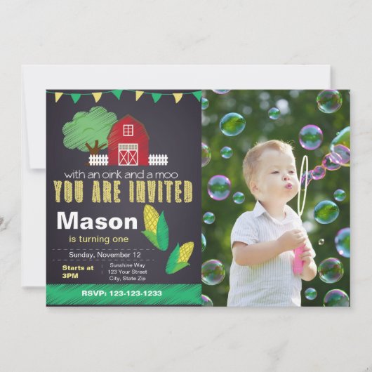 Landwirtschaft Einladung zum Foto am Geburtstag (Vorderseite)